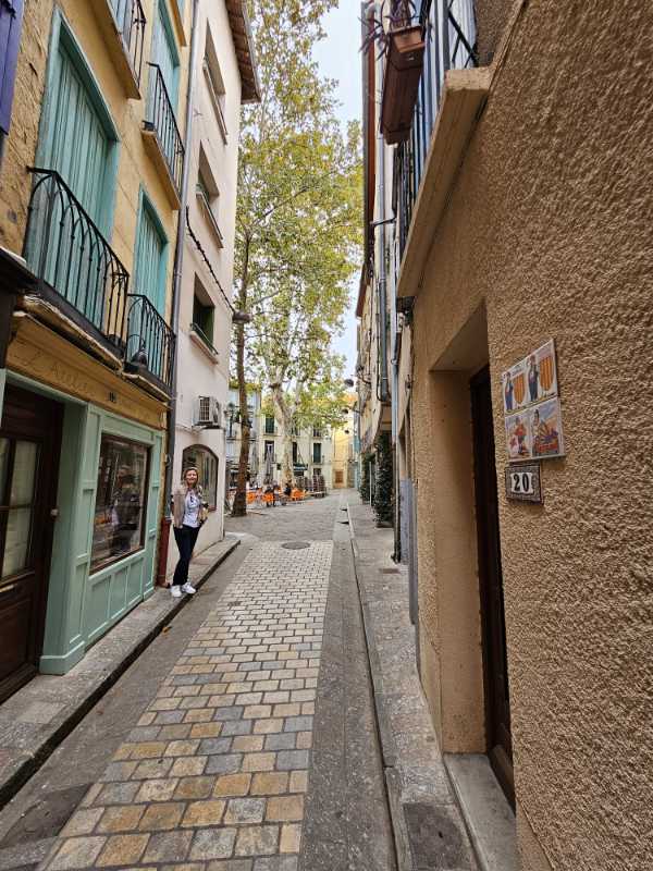 The old town of Céret with tall stone houses